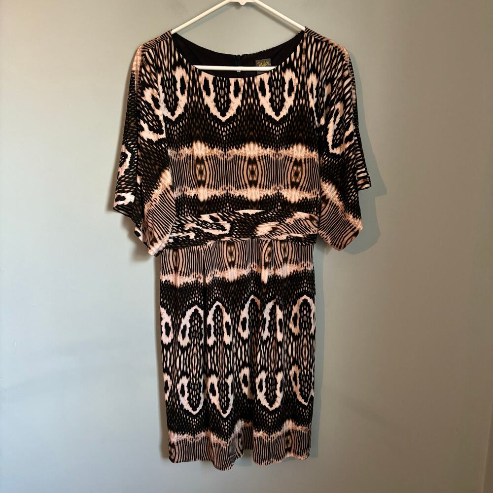 Taylor Brown Boat Neck Short Dress